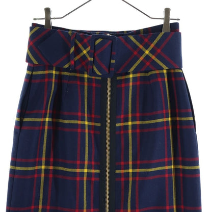 Gucci Blue Check High Waist Long Skirt Navy Red Yellow Wool — view 3