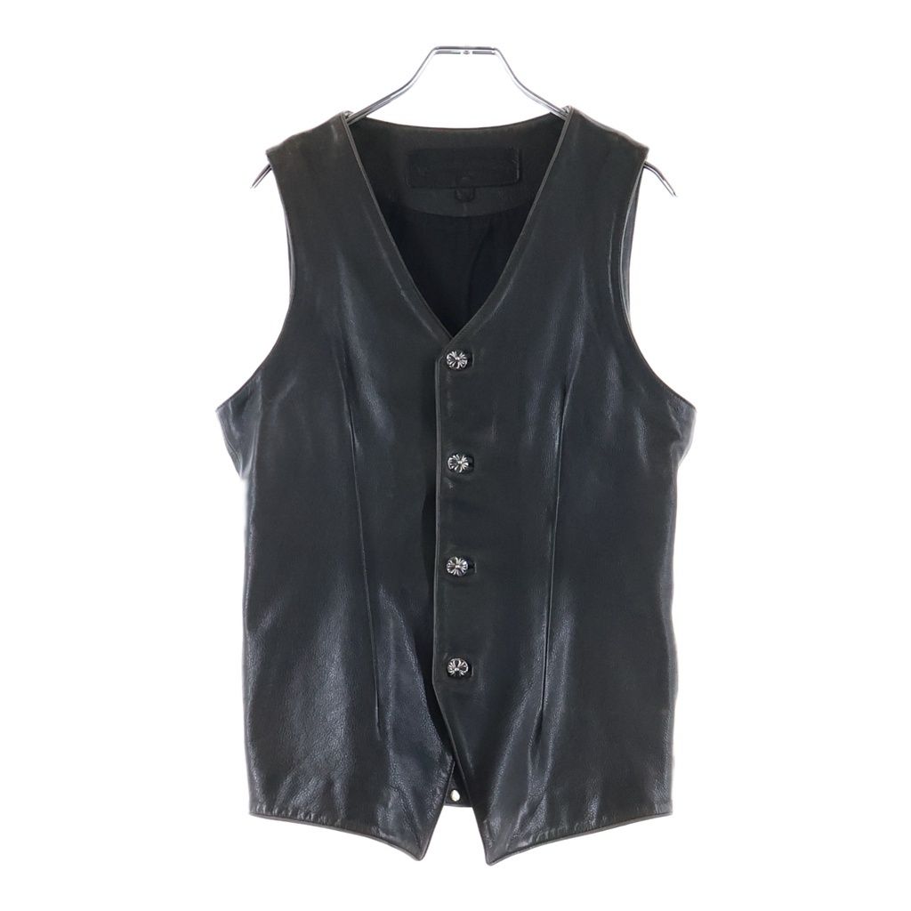 Chrome Hearts 4 Button Leather Vest Black