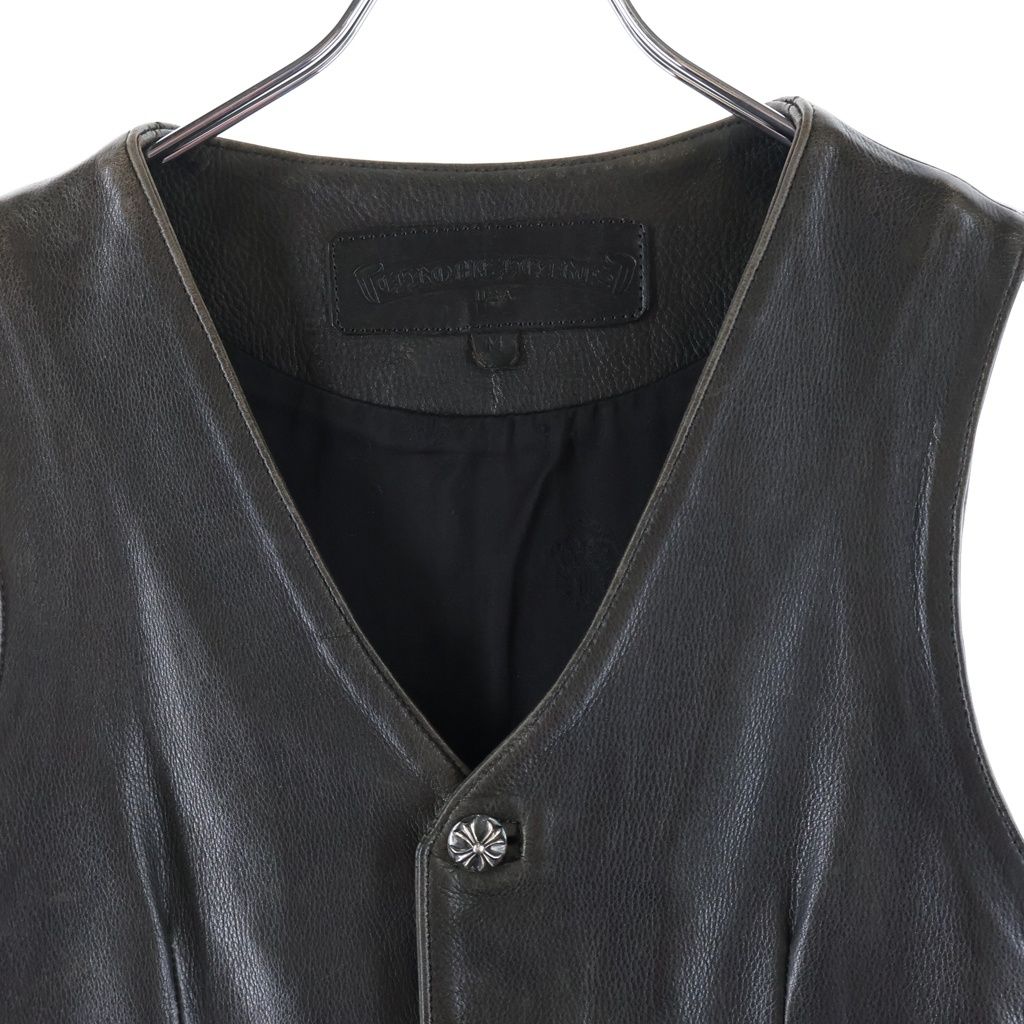 Chrome Hearts 4 Button Leather Vest Black — view 3