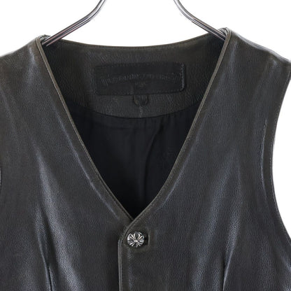 Chrome Hearts 4 Button Leather Vest Black — view 3