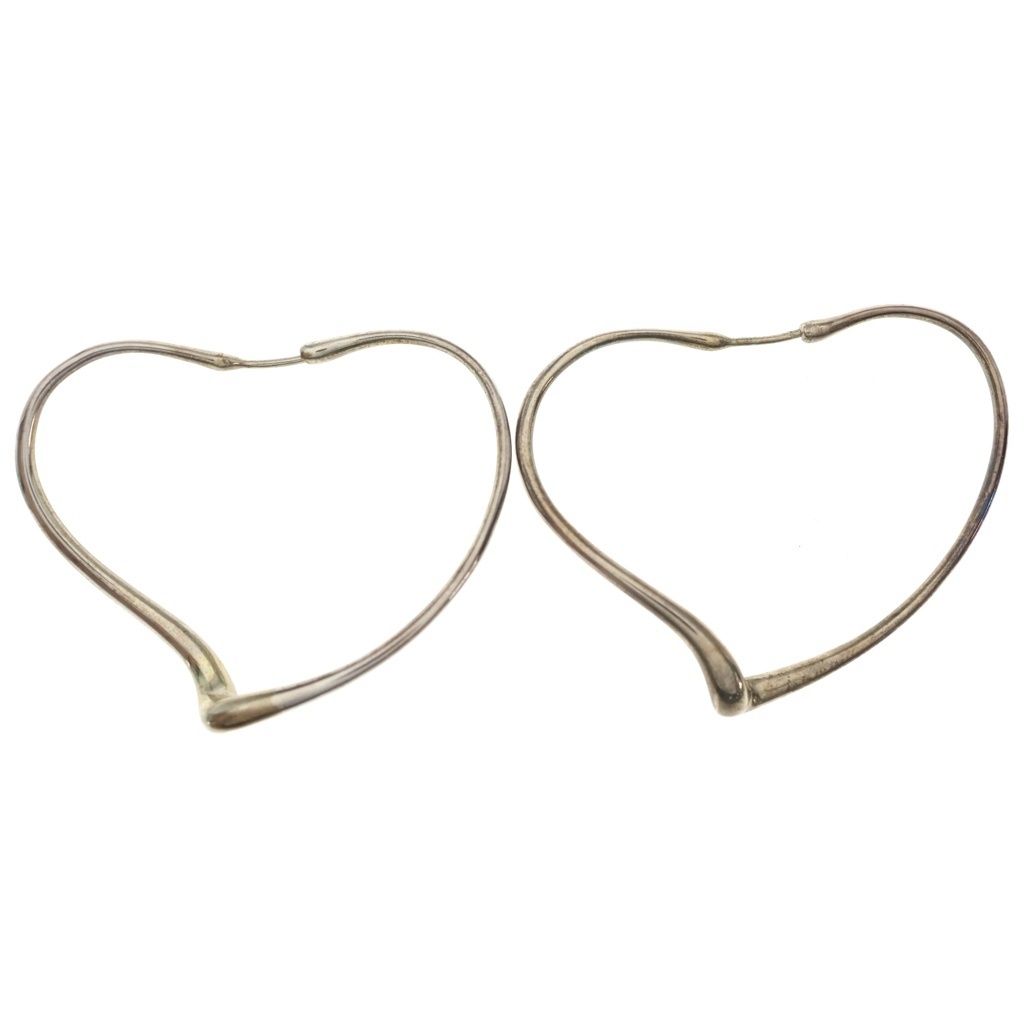 Tiffany & Co Elsa Peretti Open Heart Large Hoop Earrings Silver
