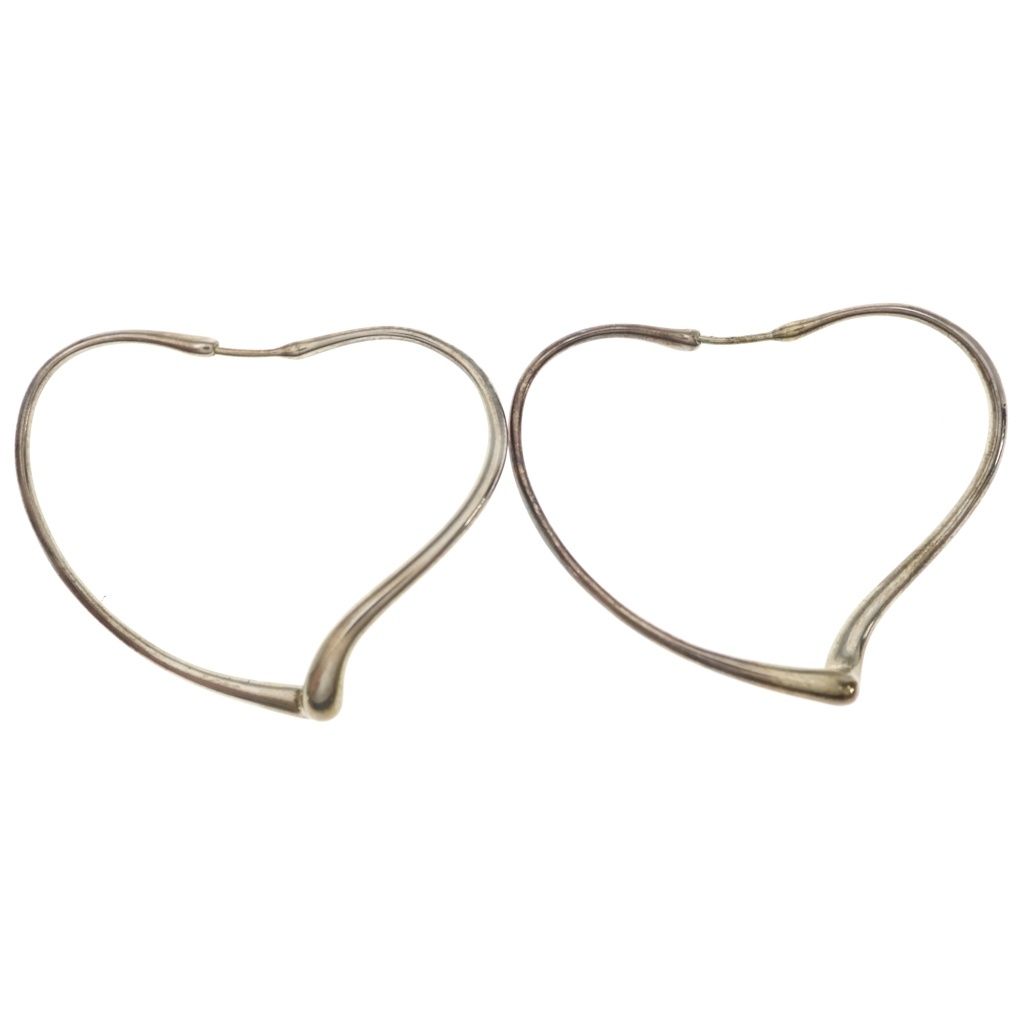Tiffany & Co Elsa Peretti Open Heart Large Hoop Earrings Silver — view 2