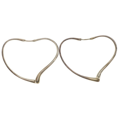 Tiffany & Co Elsa Peretti Open Heart Large Hoop Earrings Silver — view 2