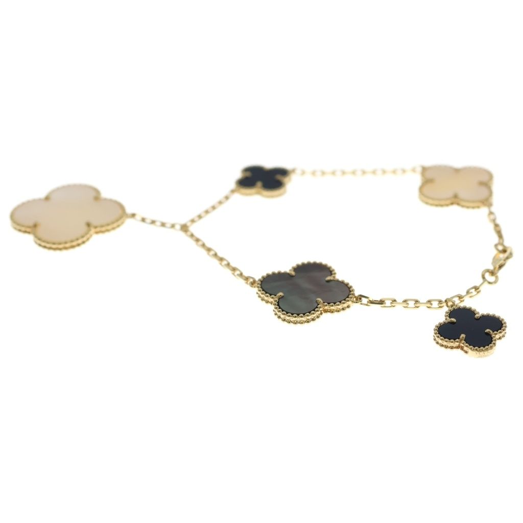 Van Cleef & Arpels Magic Alhambra 5 Motif Mother of Pearl Bracelet White Gray — view 4
