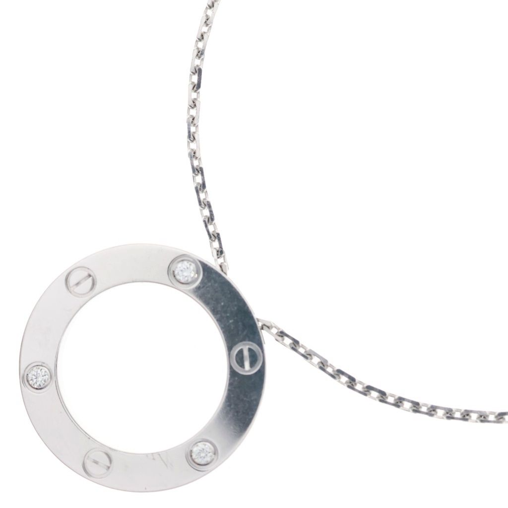 Cartier Love Circle Necklace Diamond 18k White Gold Pendant