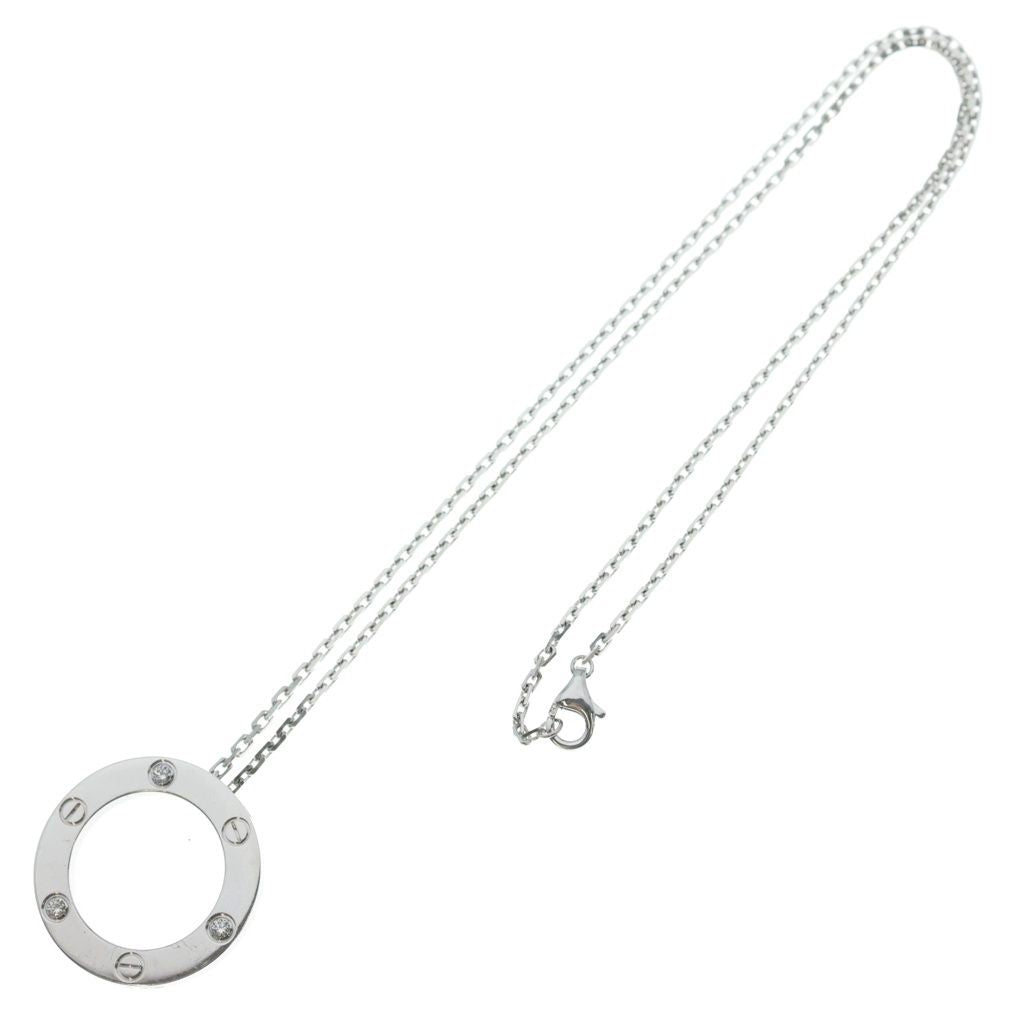 Cartier Love Circle Necklace Diamond 18k White Gold Pendant — view 2