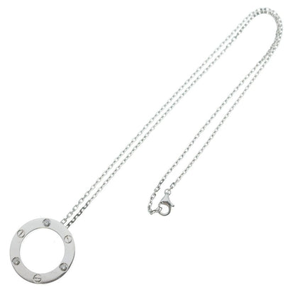 Cartier Love Circle Necklace Diamond 18k White Gold Pendant — view 2