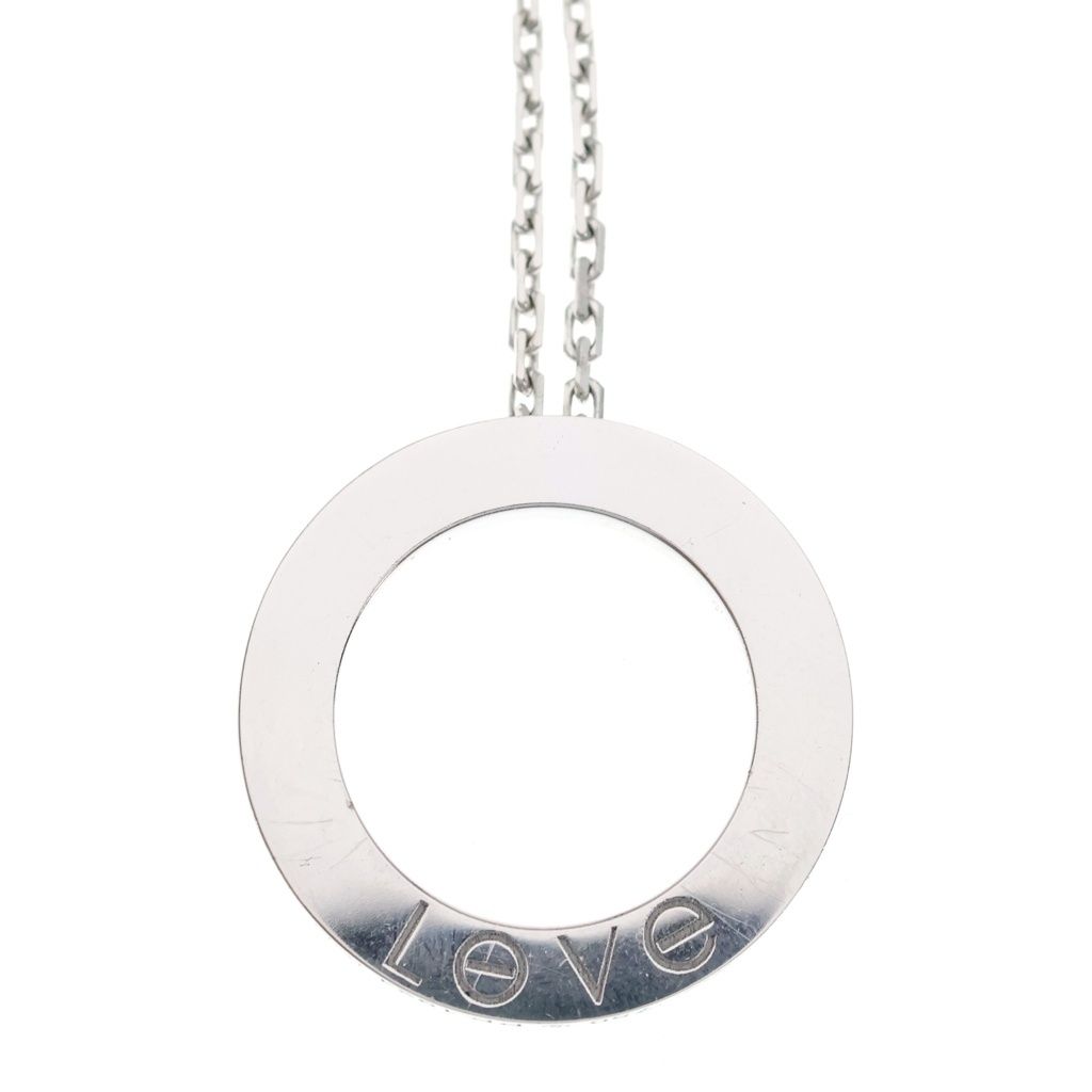 Cartier Love Circle Necklace Diamond 18k White Gold Pendant — view 3