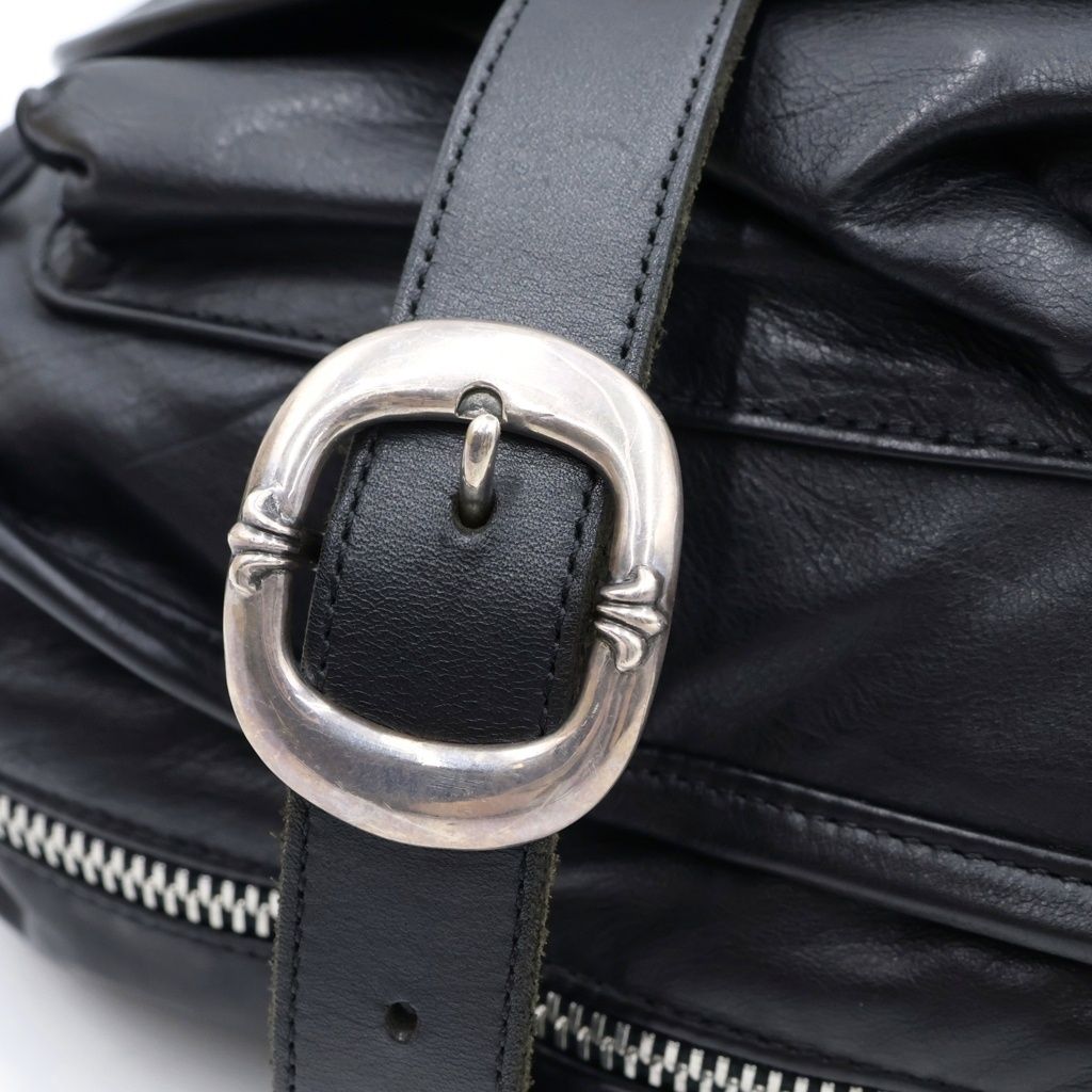 Chrome Hearts Soft Shoulder Large Bag Gunslinger Buckle Plain Black — view 6