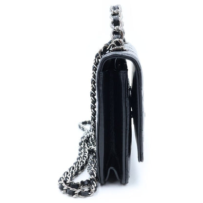 Chanel Quilted Chain Mini Shoulder Bag Black Lambskin Silver — view 3