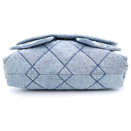 Chanel CC Logo Denim Maxi Flap Bag Handbag Bag Blue — view 4