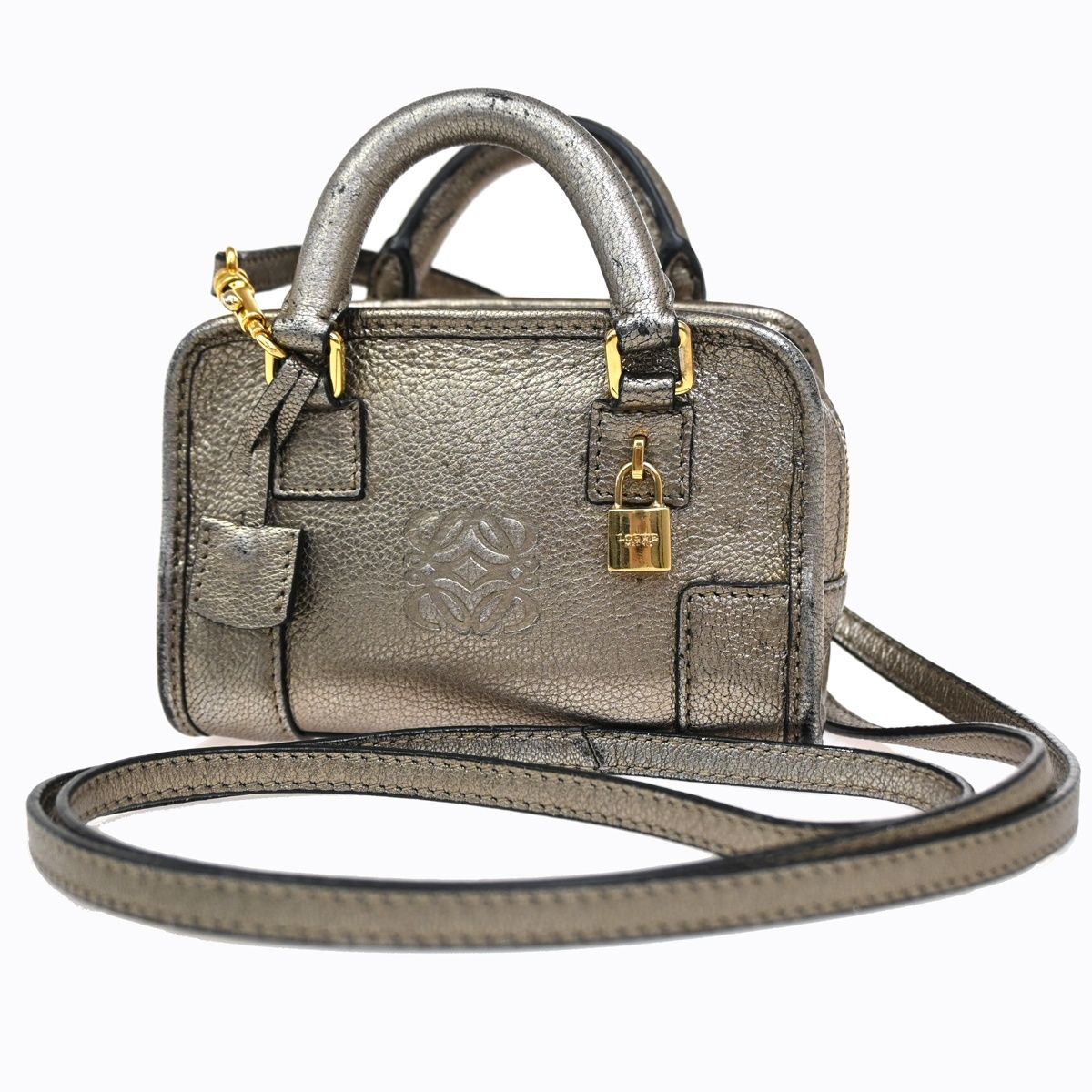 Loewe Amazona Micro Mini Shoulder Bag 2-Way Metallic Leather