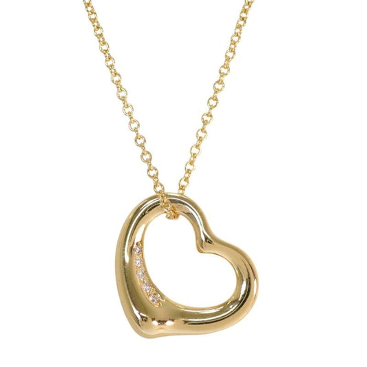 Tiffany & Co Open Heart Pendant 18k Yellow Gold Diamond Genus