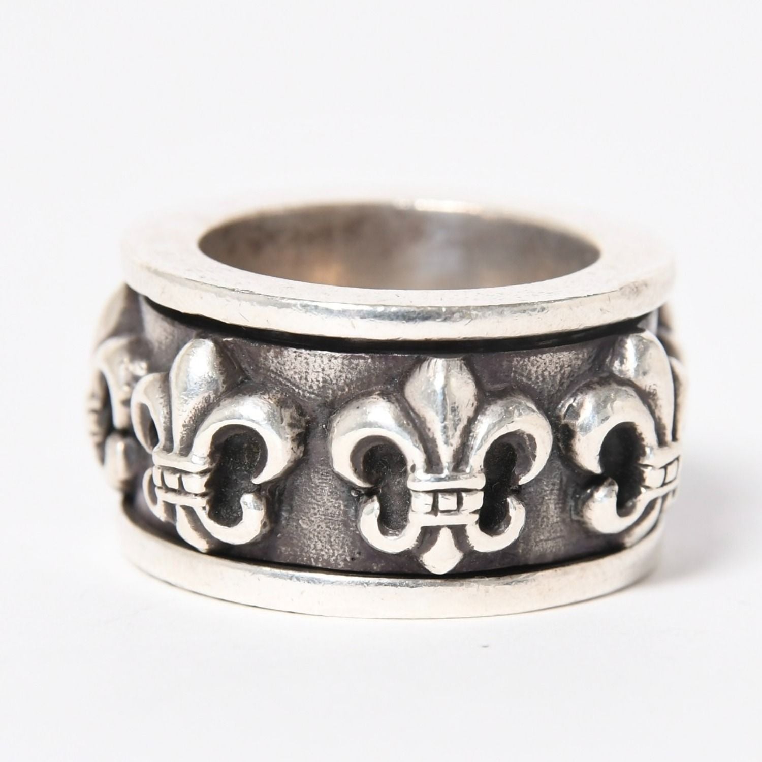 Chrome Hearts Spinner BS Flare Ring Lily Crest 925 Sterling Silver