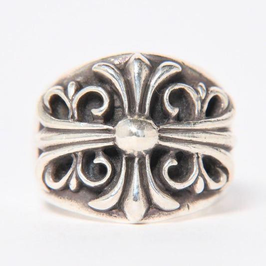 Chrome Hearts Keeper Ring Floral Arabesque Pattern 925 Sterling Silver