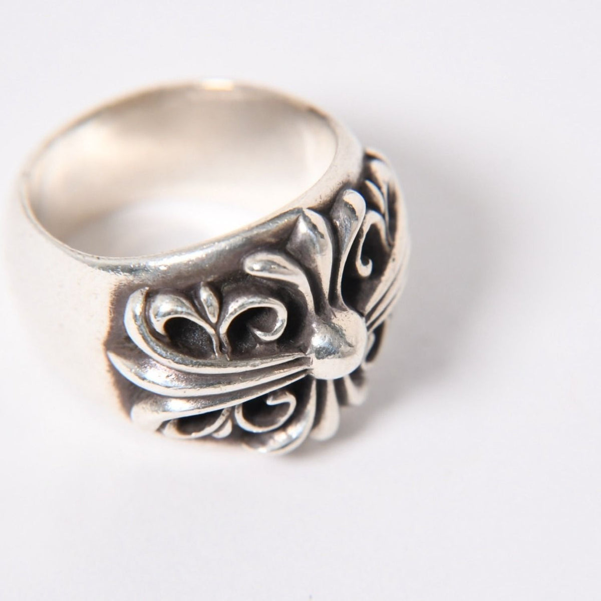 Chrome Hearts Keeper Ring Floral Arabesque Pattern 925 Sterling Silver — view 7