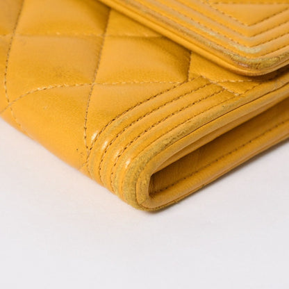 Chanel Boy Wallet CC Logo Lambskin Yellow Gold — view 7