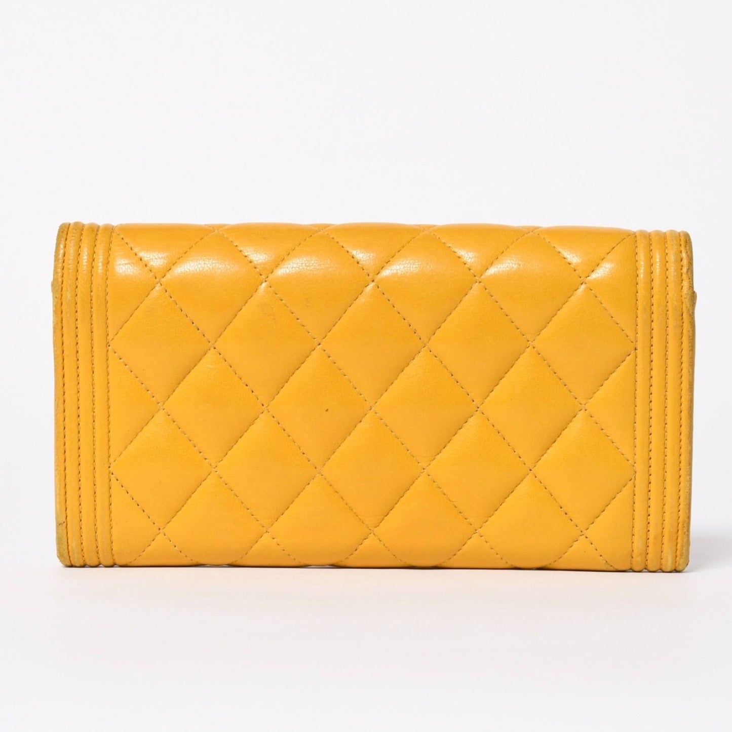Chanel Boy Wallet CC Logo Lambskin Yellow Gold — view 2