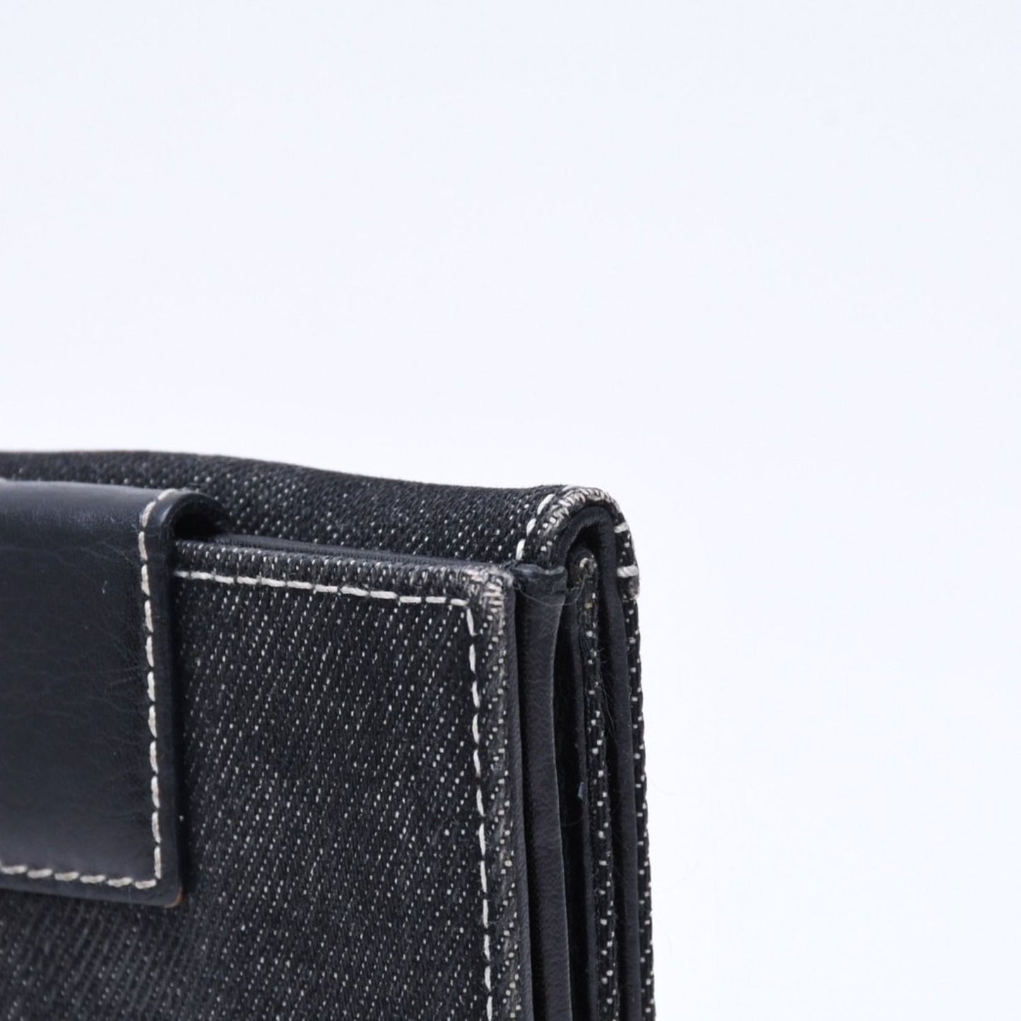 Dior Logo Button Bifold Wallet Denim Black Gray — view 7