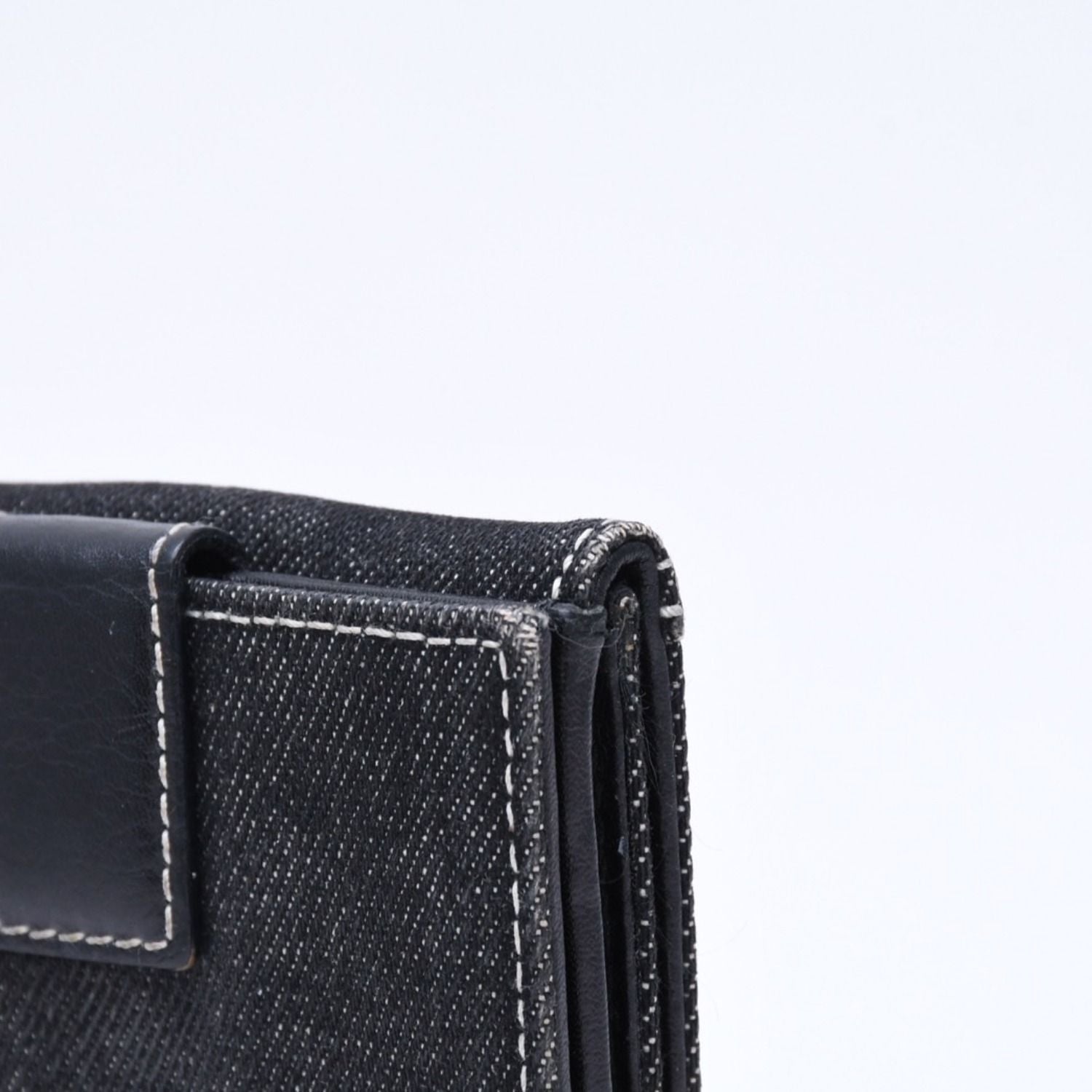 Dior Logo Button Bifold Wallet Denim Black Gray — view 7
