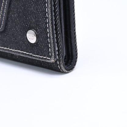 Dior Logo Button Bifold Wallet Denim Black Gray — view 4
