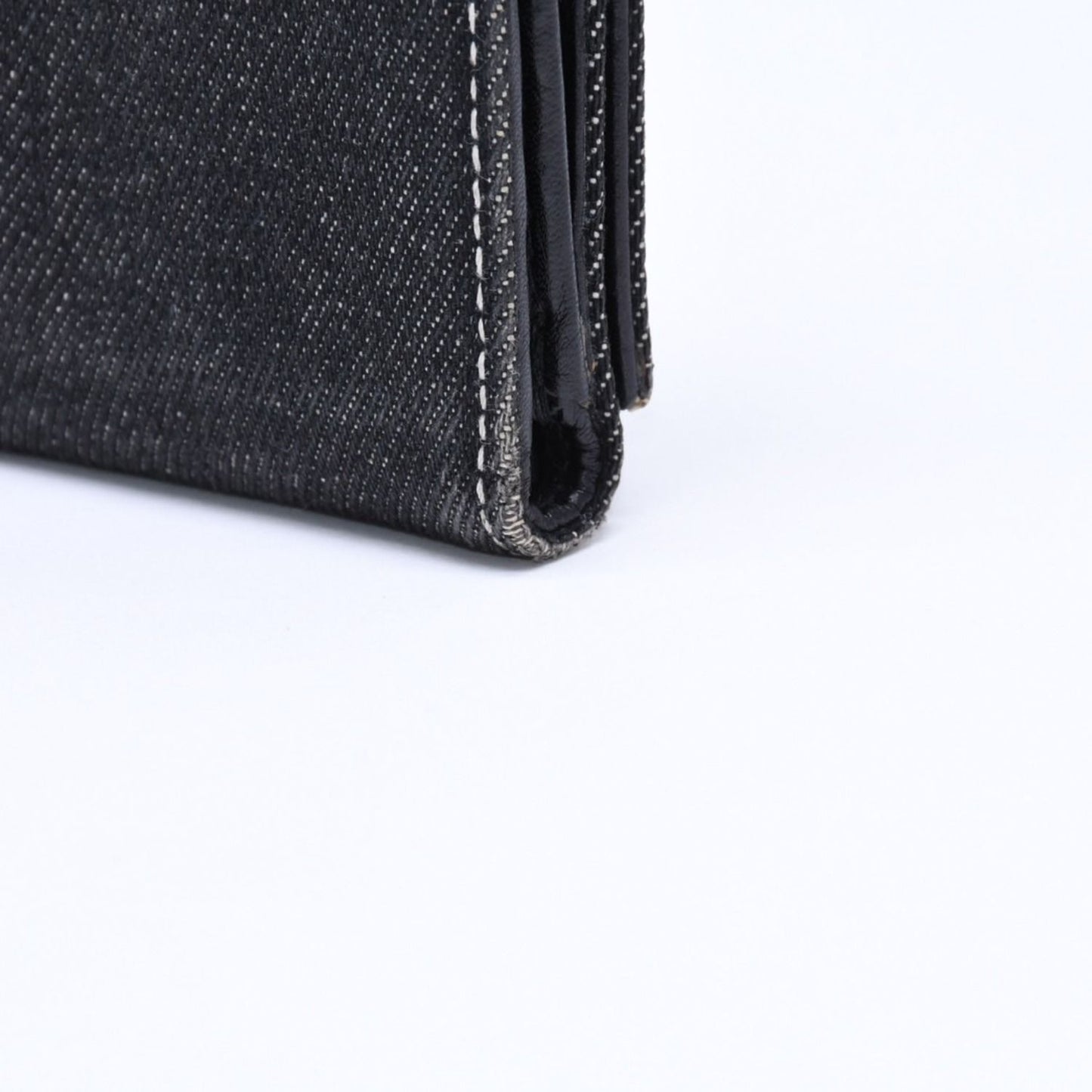 Dior Logo Button Bifold Wallet Denim Black Gray — view 8