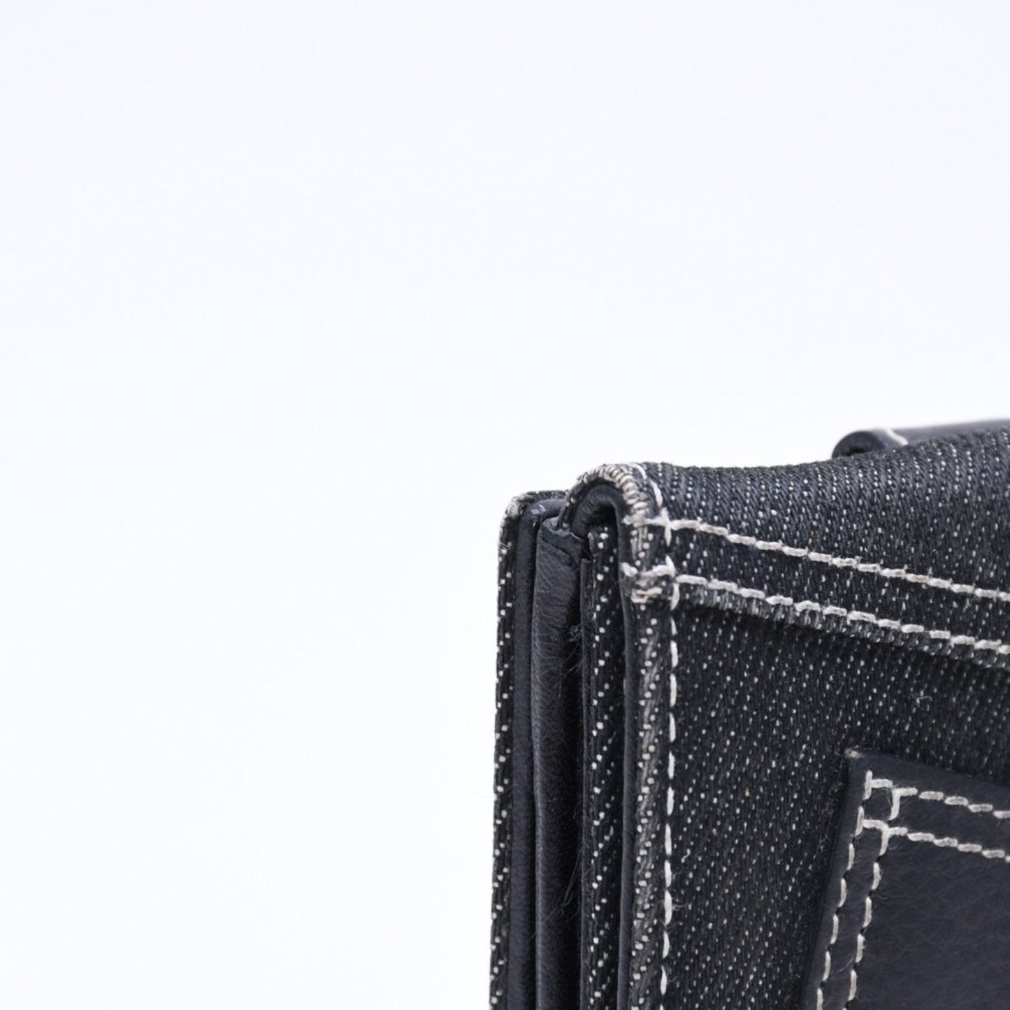 Dior Logo Button Bifold Wallet Denim Black Gray — view 5