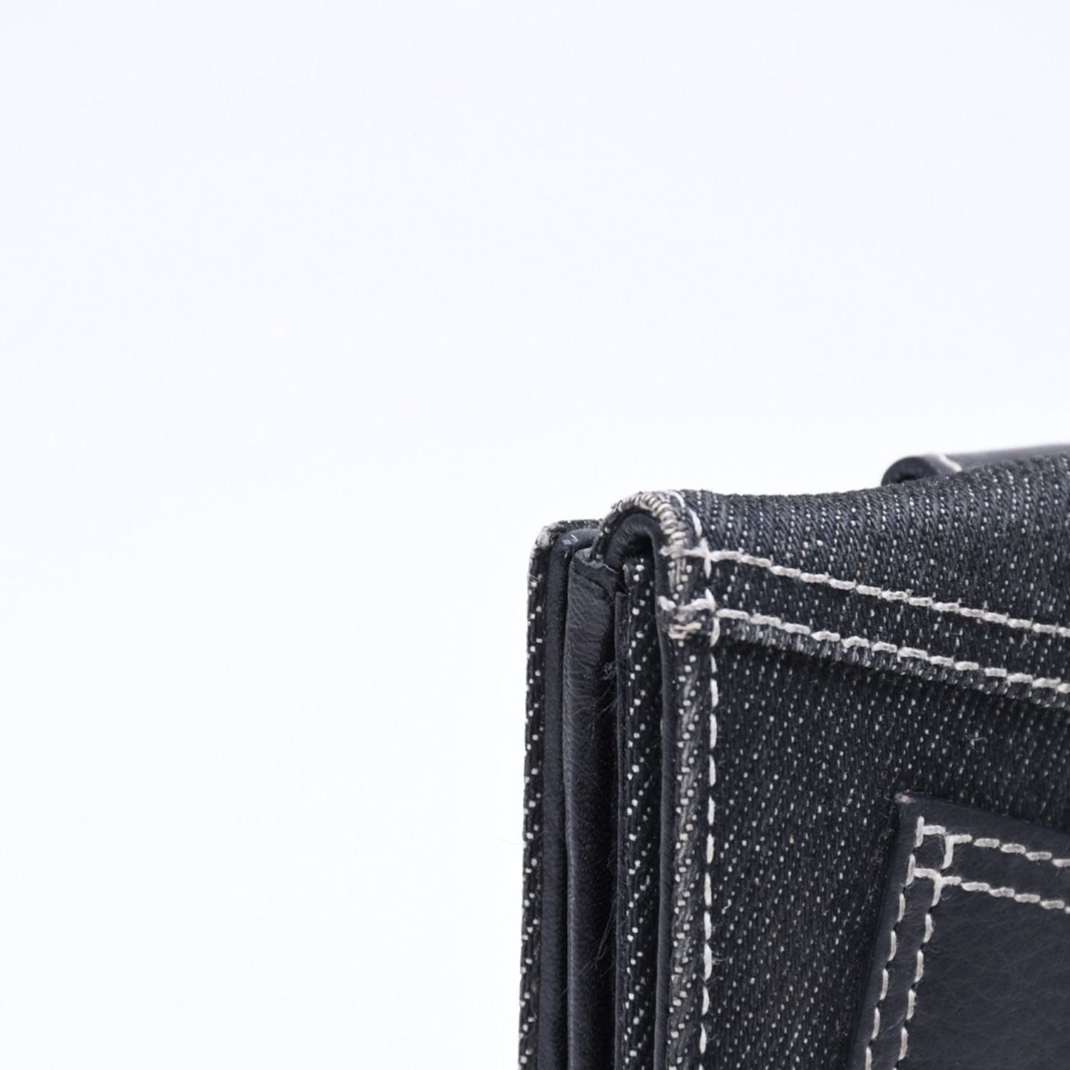 Dior Logo Button Bifold Wallet Denim Black Gray — view 5
