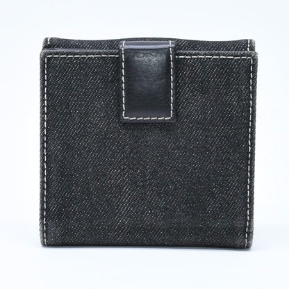 Dior Logo Button Bifold Wallet Denim Black Gray — view 2