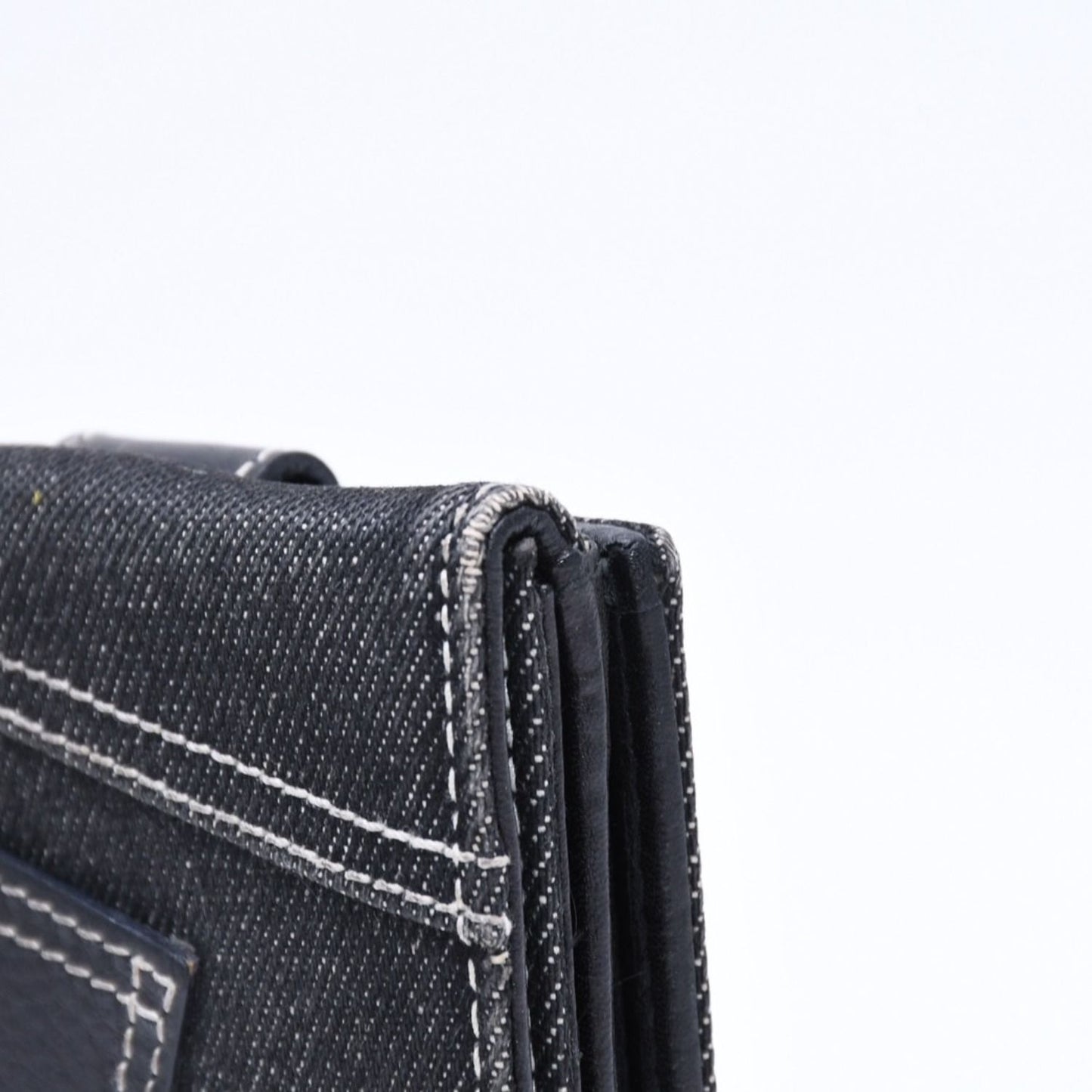 Dior Logo Button Bifold Wallet Denim Black Gray — view 3
