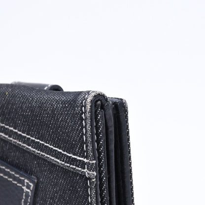 Dior Logo Button Bifold Wallet Denim Black Gray — view 3