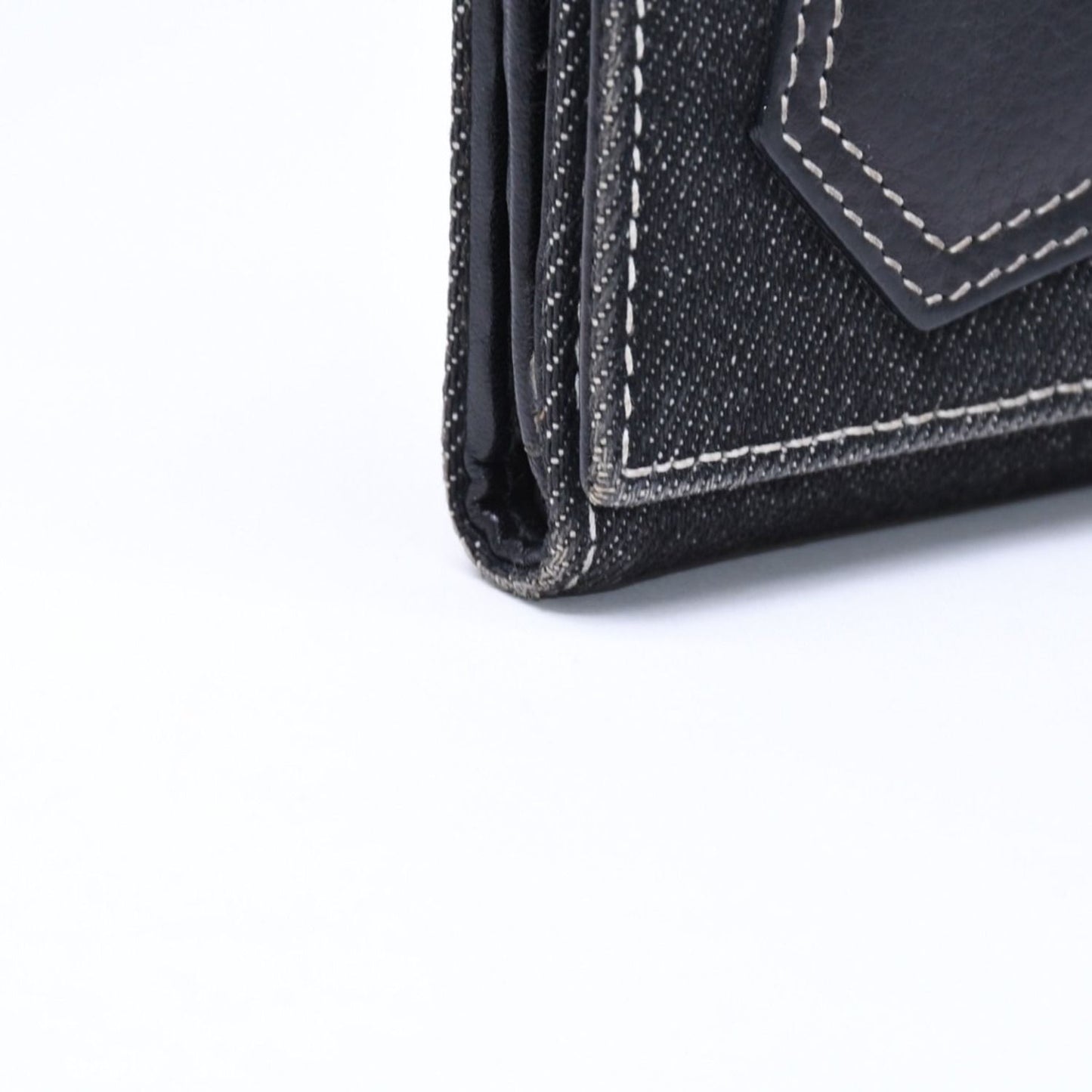 Dior Logo Button Bifold Wallet Denim Black Gray — view 6