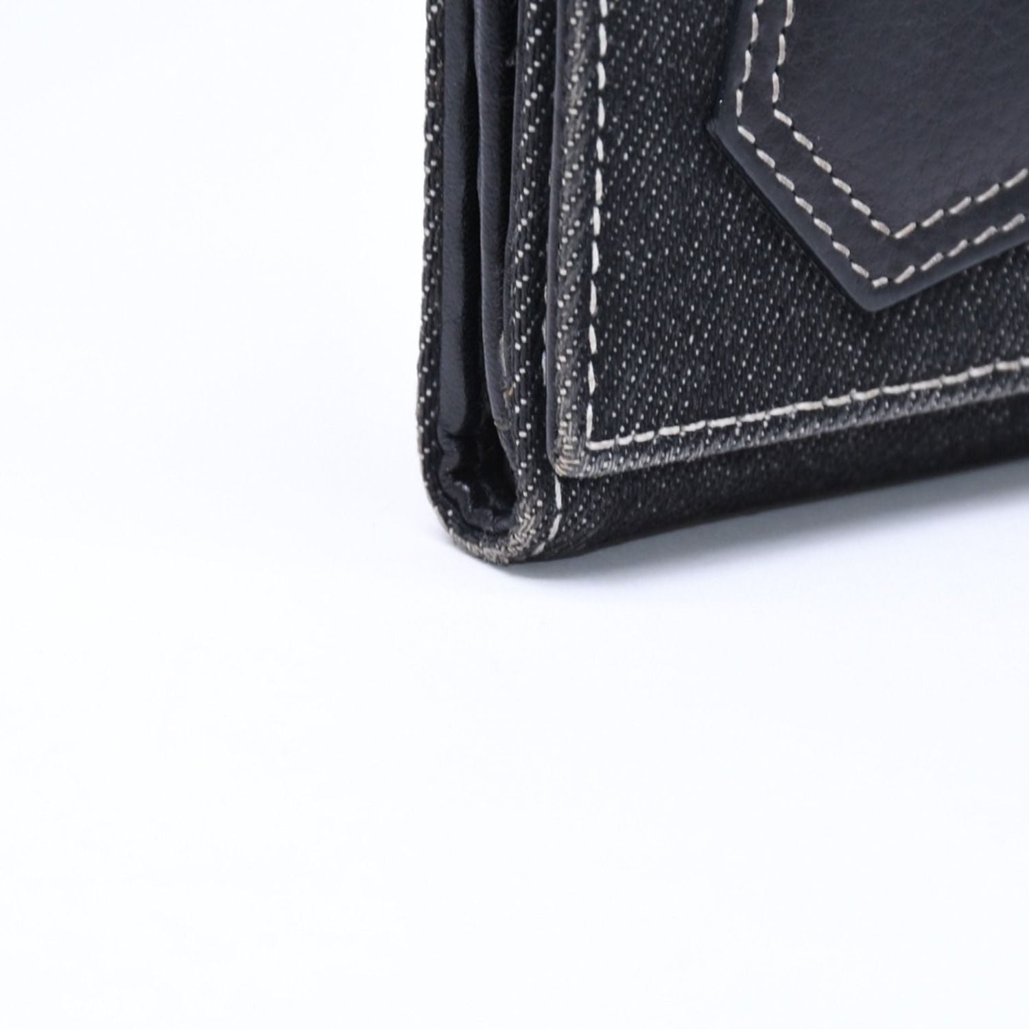 Dior Logo Button Bifold Wallet Denim Black Gray — view 6