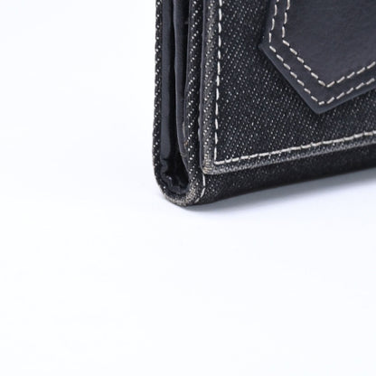 Dior Logo Button Bifold Wallet Denim Black Gray — view 6