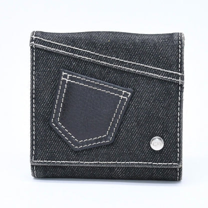 Dior Logo Button Bifold Wallet Denim Black Gray