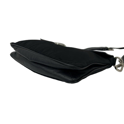 Prada Triangle Logo Tessuto Nylon Leather Shoulder Bag Pochette Crossbody Black — view 8