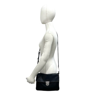 Prada Triangle Logo Tessuto Nylon Leather Shoulder Bag Pochette Crossbody Black — view 2