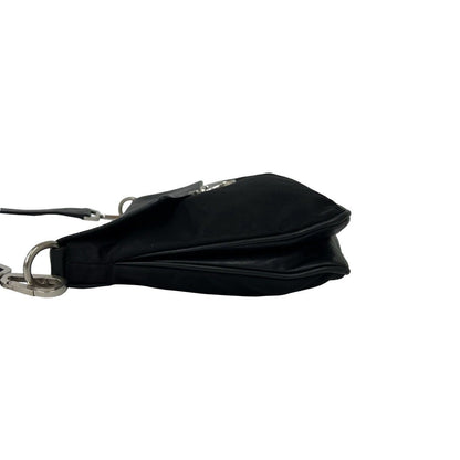 Prada Triangle Logo Tessuto Nylon Leather Shoulder Bag Pochette Crossbody Black — view 5