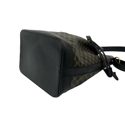 Celine Vintage Macadam Blason Pattern Leather Drawstring Shoulder Bag Pochette — view 8