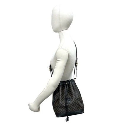 Celine Vintage Macadam Blason Pattern Leather Drawstring Shoulder Bag Pochette — view 2