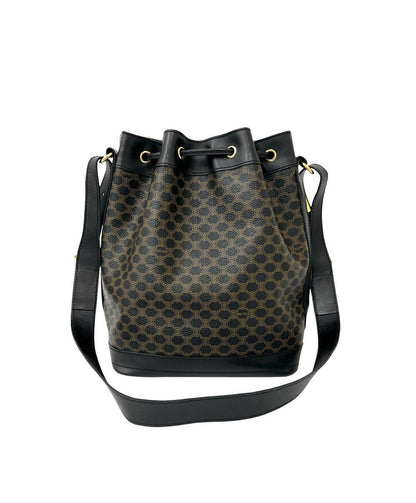 Celine Vintage Macadam Blason Pattern Leather Drawstring Shoulder Bag Pochette — view 3