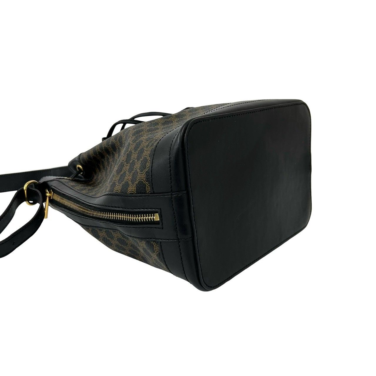 Celine Vintage Macadam Blason Pattern Leather Drawstring Shoulder Bag Pochette — view 7