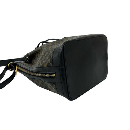 Celine Vintage Macadam Blason Pattern Leather Drawstring Shoulder Bag Pochette — view 7