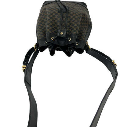 Celine Vintage Macadam Blason Pattern Leather Drawstring Shoulder Bag Pochette — view 4