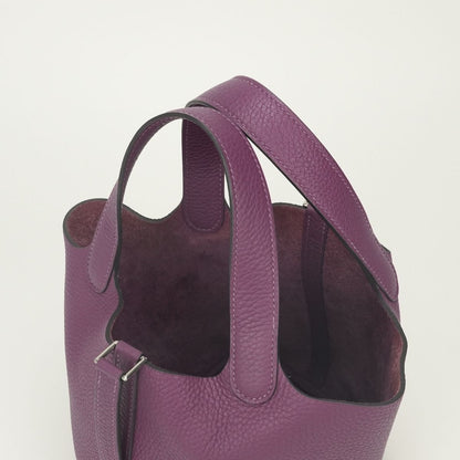 Hermes Picotin Lock PM 18 PM Tote Bag Taurillon Clemence Tosca Pink Silver — view 4