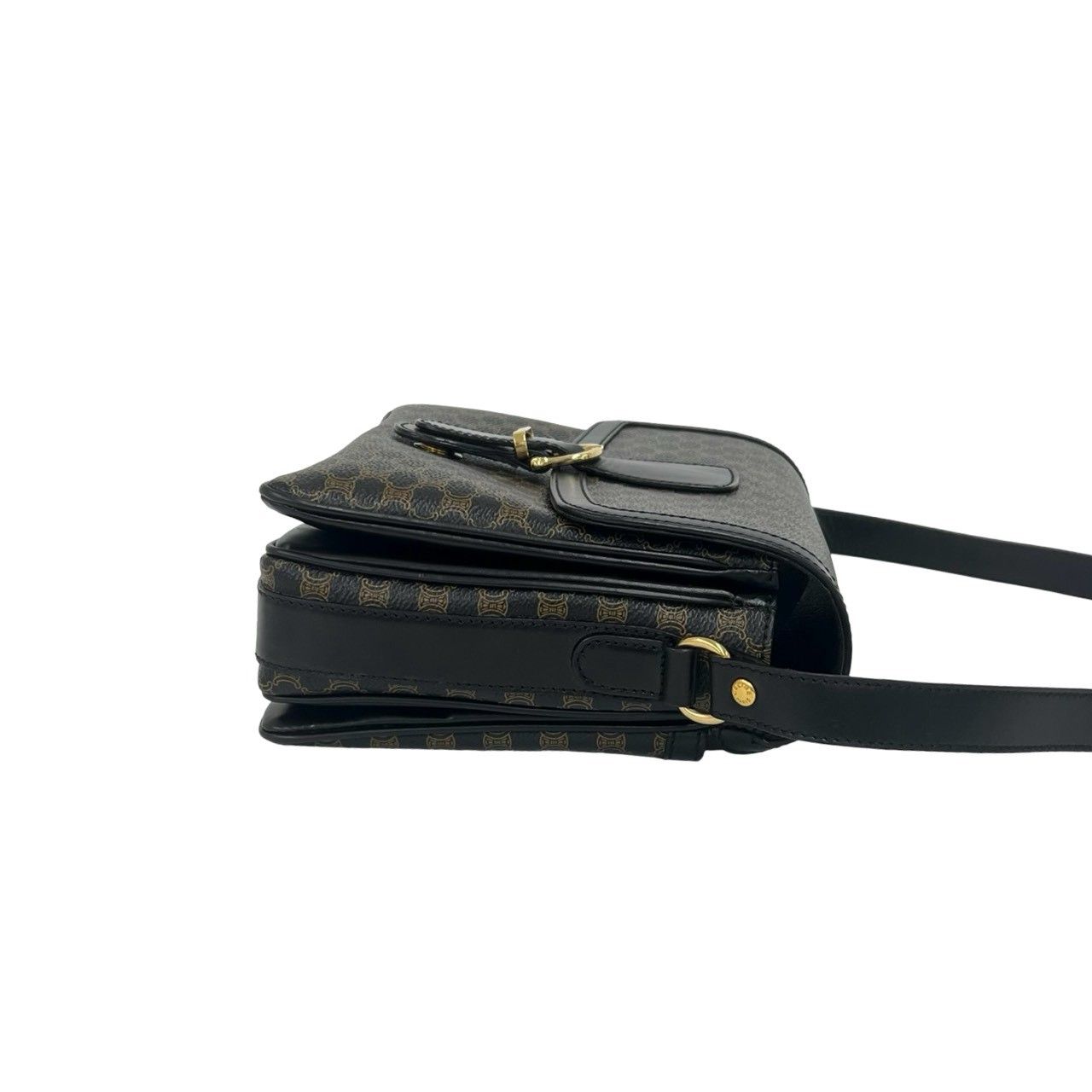 Celine Macadam Blason Pattern Triomphe Logo Leather Shoulder Bag Pochette Black — view 6