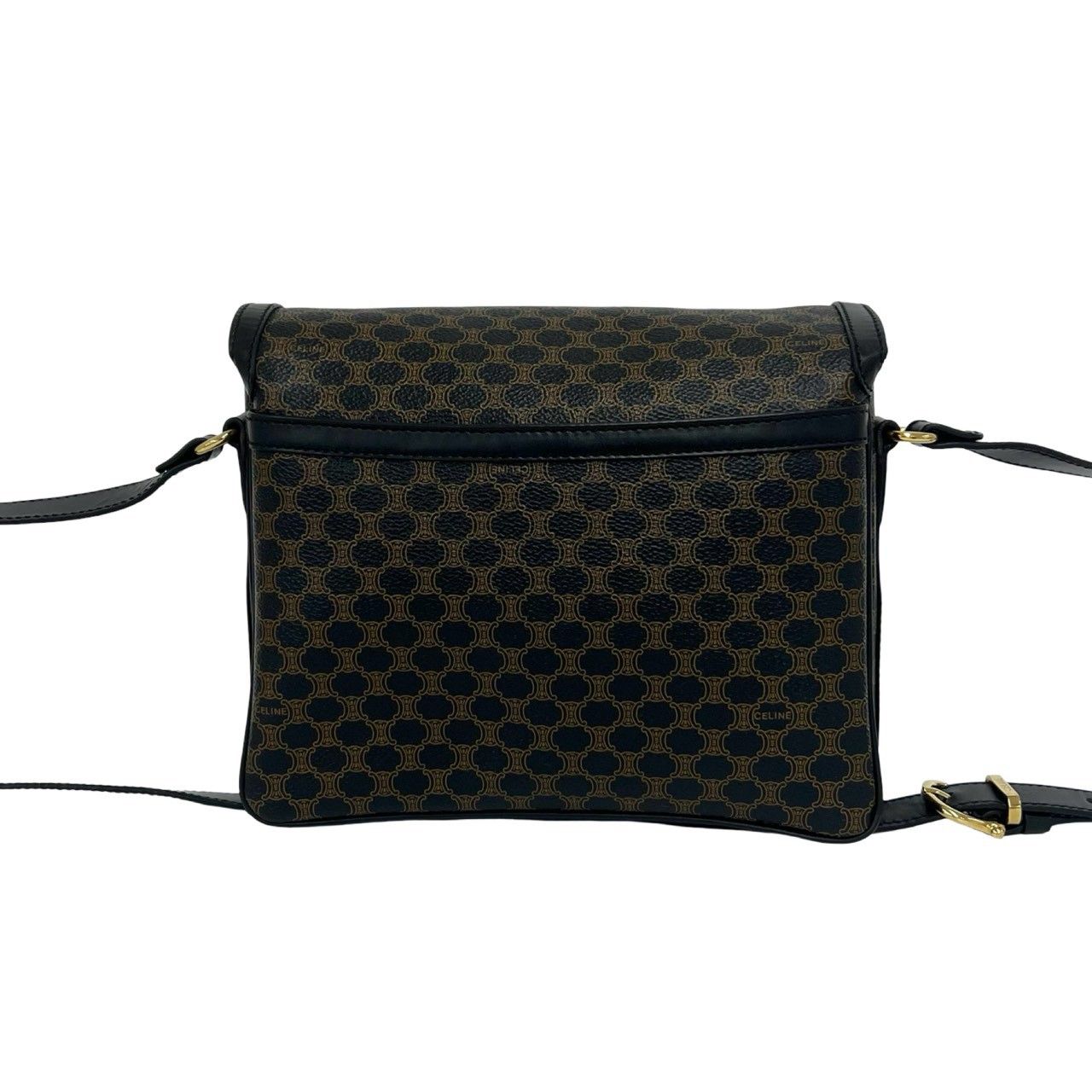 Celine Macadam Blason Pattern Triomphe Logo Leather Shoulder Bag Pochette Black — view 3