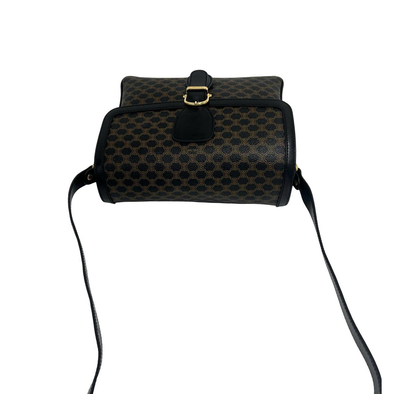 Celine Macadam Blason Pattern Triomphe Logo Leather Shoulder Bag Pochette Black — view 4