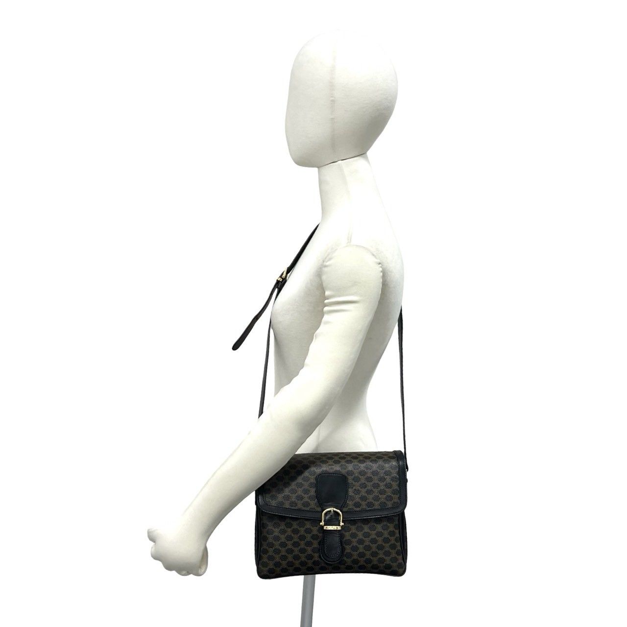 Celine Macadam Blason Pattern Triomphe Logo Leather Shoulder Bag Pochette Black — view 2