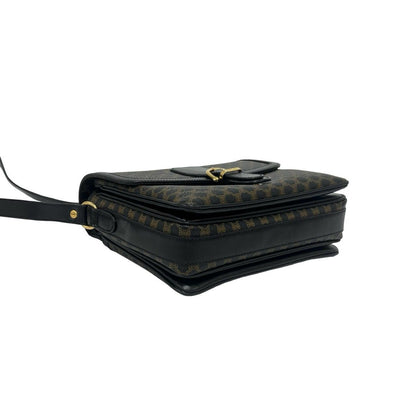 Celine Macadam Blason Pattern Triomphe Logo Leather Shoulder Bag Pochette Black — view 7